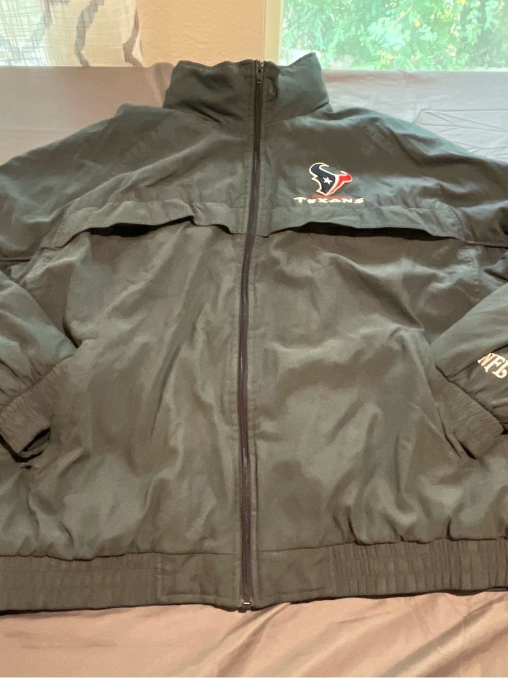 NFL Houston Texans Black and Red Embroidered Logo Jacket